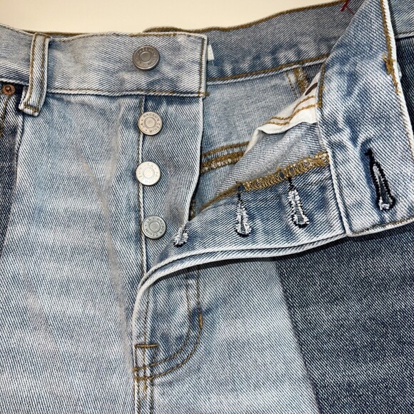 PACSUN 2-Tone Denim Patch High-Rise Icon Jean Shorts Size 26 - Picture 4 of 6